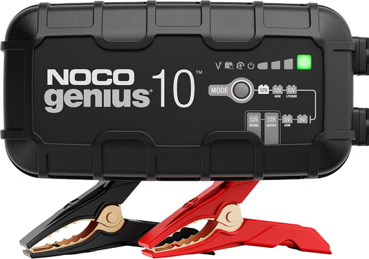 NOCO GENIUS10: 10A 6V/12V Smart Battery Charger – Automatic Maintainer, Trickle Charger & Desulfator with Overcharge Protection & Temperature Compensation – For Lead-Acid & Lithium Batteries