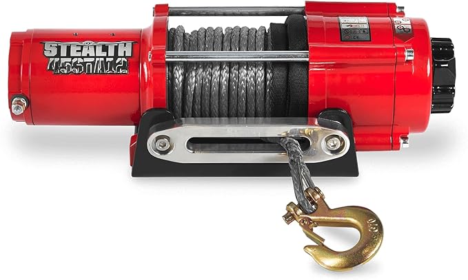 Stealth Winches 4500 lb 12V Electric Winch with Synthetic Rope & 2 Wireless Remote Kit for ATV UTV Jeep Truck Boat Trailer Car Towing Recovery, Heavy Duty Portable Off Road Winch with Mounting Plate