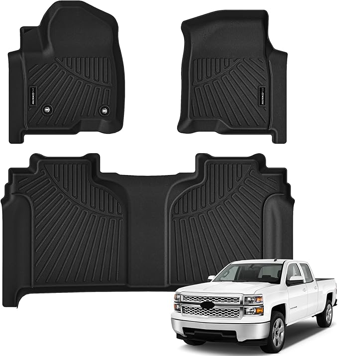 AUXKO All Weather Floor Mats Fit for 2019-2026 Chevrolet Silverado 1500 & GMC Sierra 1500 & 2020-2026 Chevy Silverado/GMC Sierra 2500HD/3500HD Crewcab with Front Bucket Seat Rear Underseat Storage