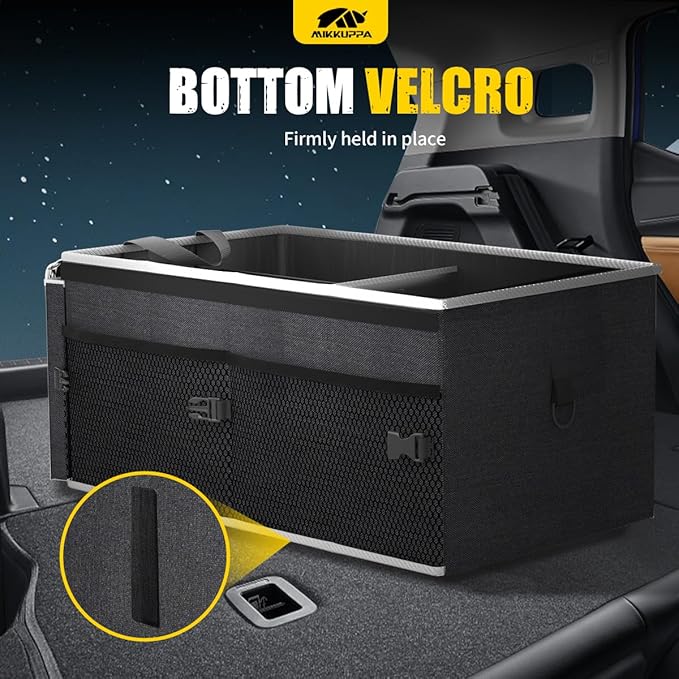 MIKKUPPA Car Trunk Organizer - 65L Collapsible Trunk Organizer with Lid, Sturdy Car Storage for SUV Auto Truck Van with Adjustable Straps and Non Slip Bottom