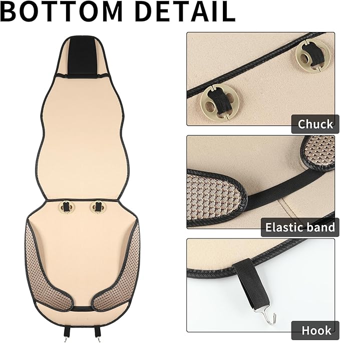 Auto Newer Bucket Car Seat Cover,Breathable Front Car Seat Cushion,Comfortable Car Seat Protector,Anti-Slip Full Wrap Driver Car Seat Protector with Storage Pocket,Universal All Seasons(Beige,2PCS)