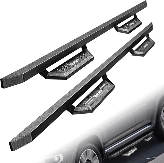 KYX Running Boards for 2015-2025 Ford F150 SuperCrew Cab/ 2017-2025 Ford F250 F350 SuperDuty Crew Cab, 6 inches Side Steps Nerf Bars Truck Step Rails-Silver Logo