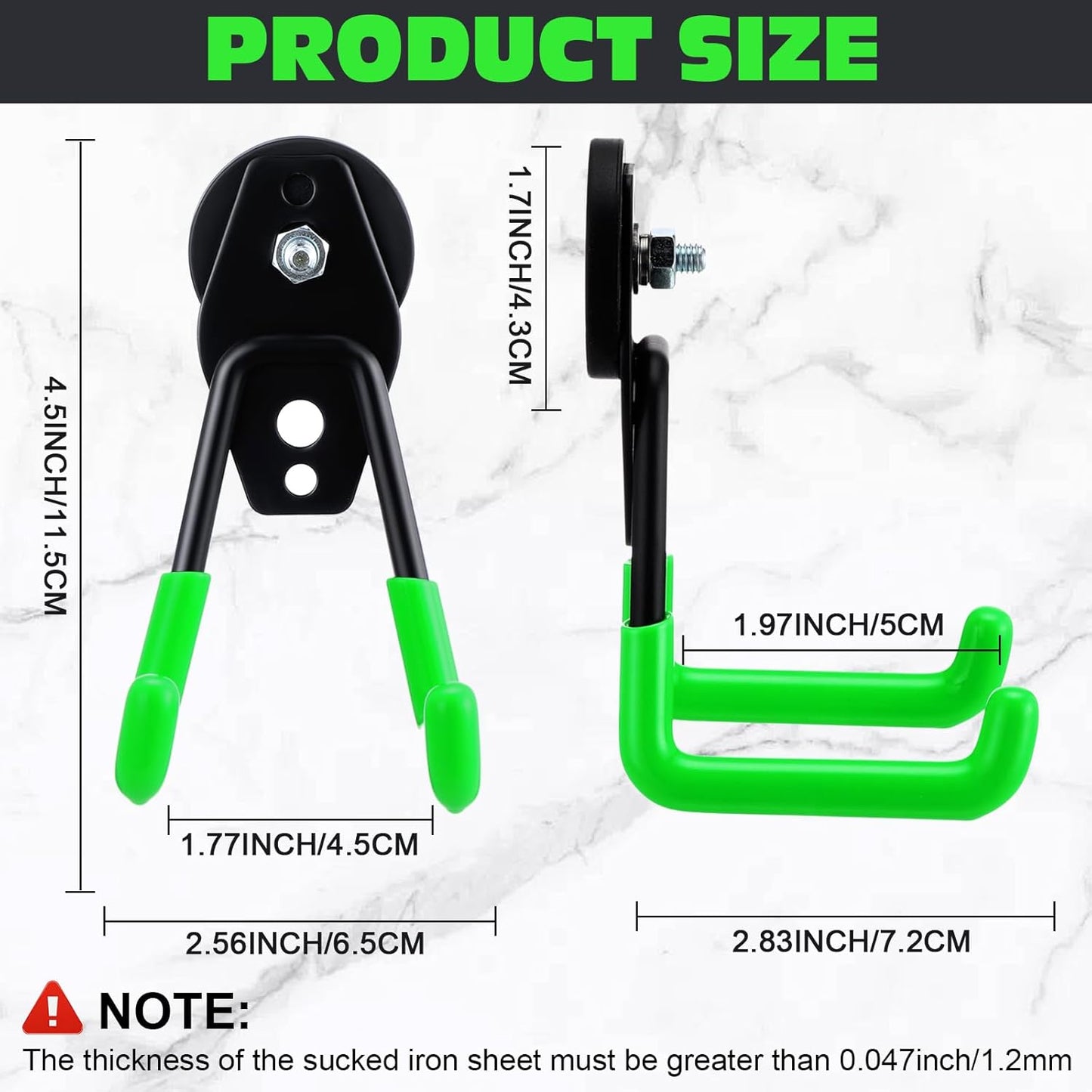 Landhoow Large Magnetic Hooks Heavy Duty Garage Magnet Hooks Strong Storage Utility Magnetic Hangers with Anti Slip Rubber Coating for Indoor and Outdoor Hanging(Green,6 Pcs)