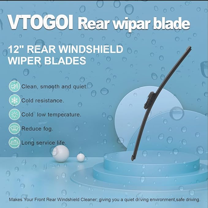VTOGOI Original Factory Quality Rear Windshield Wiper Blades Replacement For Volkswagen Atlas 2018-2022,Easy To Install 12"(Pack of 1)