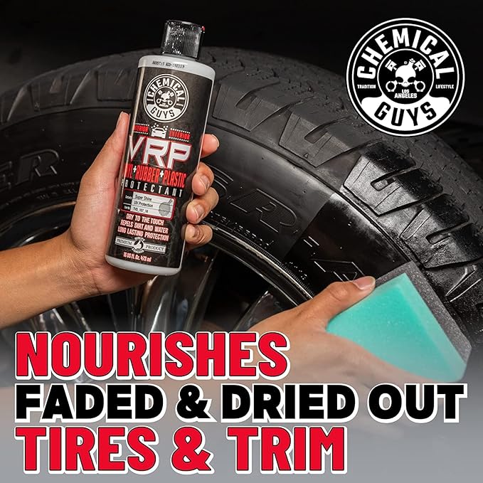 Chemical Guys VRP Car Vinyl, Rubber, and Plastic Dressing - Non-Greasy Dry-to-the-Touch High Shine Formula, Restores Car Trim, Tires, and Bumpers - 16 oz (3 Pack)