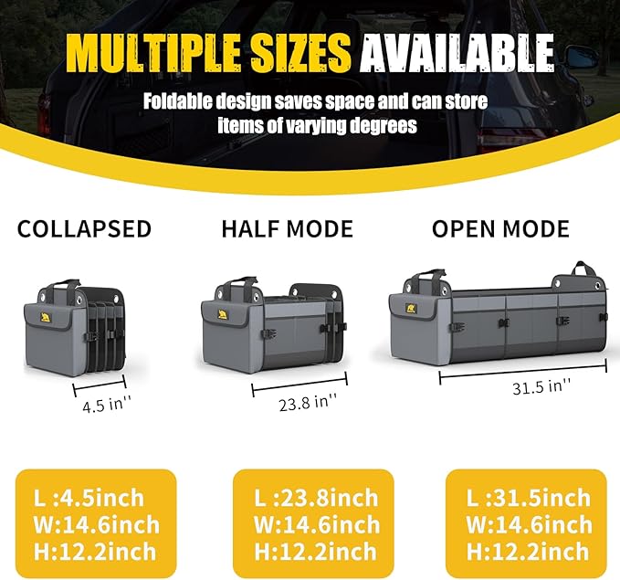 MIKKUPPA Car Trunk Organizer with Cooler - 100L Large Car Organizer, 1680D Oxford Collapsible Suv Trunk Storage with 2 Adjustable Straps for Auto, Truck, Suv (Gray)