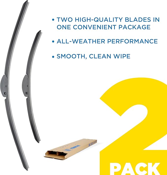 Rain-X 810330 Total Clear Beam Wiper Blades 26" & 16" Windshield Wipers for All-Weather Performance, Rubber Squeegee for Smooth Clean Wipe & Quiet Operation - 2 Pack Value