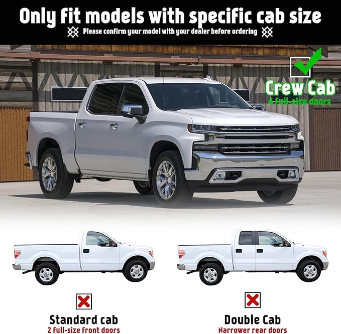 PZ 6" Crew Cab Running Boards for 2019-2025 Chevy Silverado/GMC Sierra 1500, 2020-2025 2500HD 3500HD Mirror Stainless Steel Side Step Nerf Bar