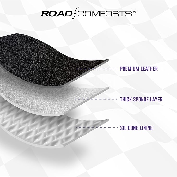 Road Comforts Leather Steering Wheel Cover - Made with PVC Leather - Anti-Slip, Universal Fit 14 1/2 inches to 15 inches - Purple