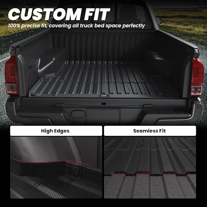 LASFIT Bed Mat for Toyota 2005-2023 Tacoma (5FT,61.3'' Bed) Truck Bed 5ft, All Weather TPE Car Bed Liner for Toyota Tacoma 2023 2022-2005 Accessories Truck Mat &Cargo Liner (Not Fit Drop-in Liners)