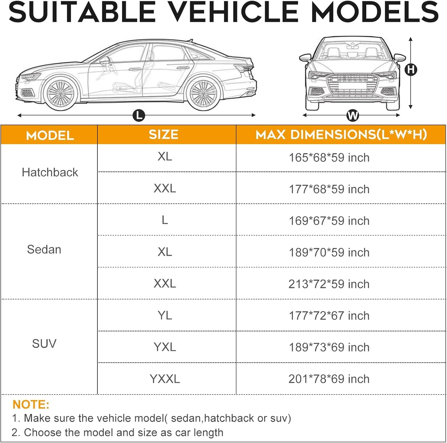 SUV Car Cover Waterproof All Weather for Automobiles，Outdoor Heavy Duty Full Exterior Covers with Zipper Door, Rain Sun Snow Dust UV Protection, Windproof Straps & Reflective Strips(Up to 177")