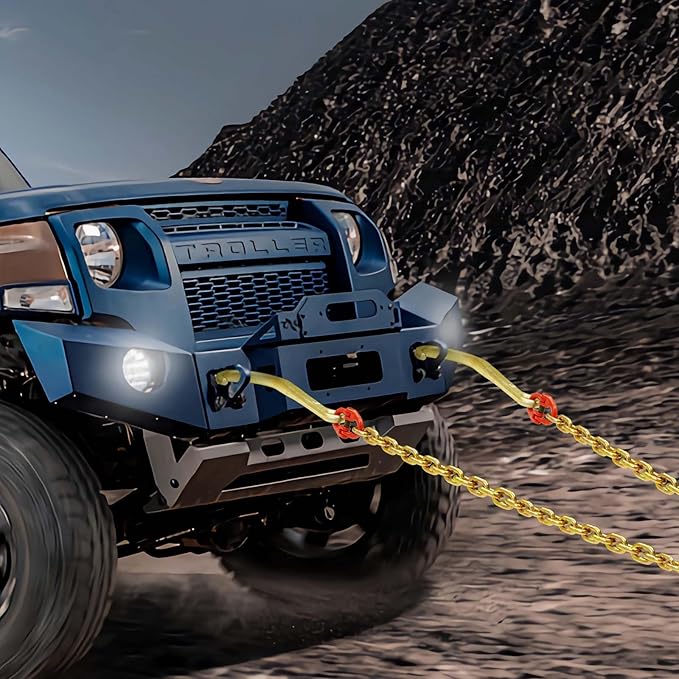 VEVOR G80 V Bridle Chain, 5/16" x 2' Towing Chain Bridle with 15" J Hooks and Grab Hooks, Heavy Duty Transport Tow Chain Bridle with 10800 lbs Safe Working Load for Flatbed Truck Wrecker Recovery