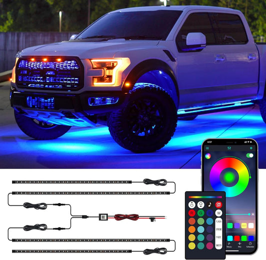 Underglow Kit for Car, Car Led Underglow Lights for Trucks with App and Remote Control, 16 Million RGB Colors, 29 Preset Modes, Music & DIY Mode, Under Car Led Lights Exterior for SUVs, Trucks, DV 12V