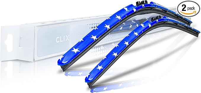 ClixWipers 28" + 14" (Set of 2) Stars All Weather Premium Automotive Replacement Windshield Wiper Blades, Passenger and Driver Side Winter Wiper Blades for Various Car Models