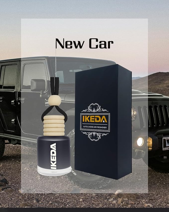 Car Air Freshener Hanging,Cylindrical Auto Scent with Vent Clip Bottle,45-Days Long Lasting Fragrance, Essential Oil Diffuser Odor Eliminator for Women (Circle, New Car)