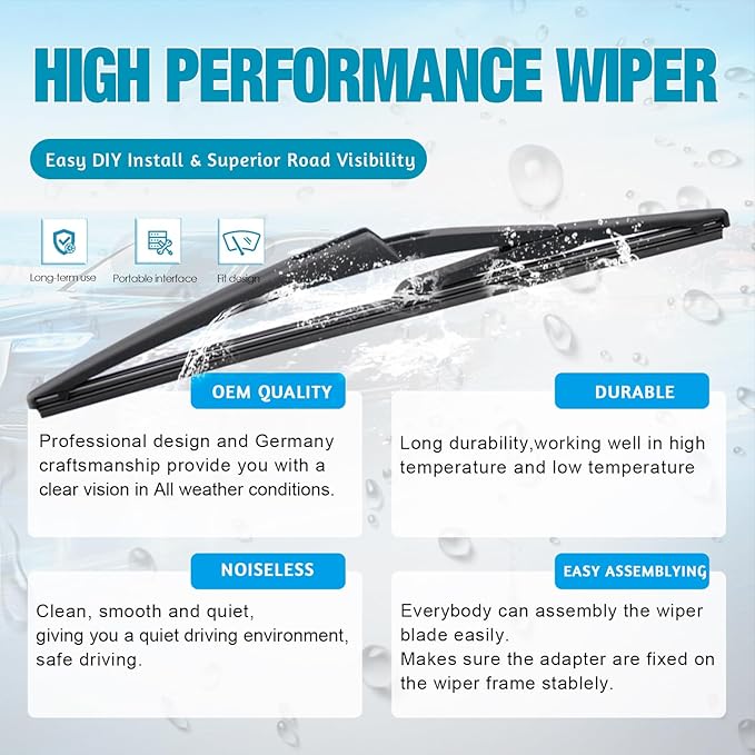 VTOGOI Original Factory Quality Rear Windshield Wiper Blades Replacement For Mini Cooper R50 R53 2001-2006,Mini Cooper R56 2006-2012,Easy To Install 10"(Pack of 1)