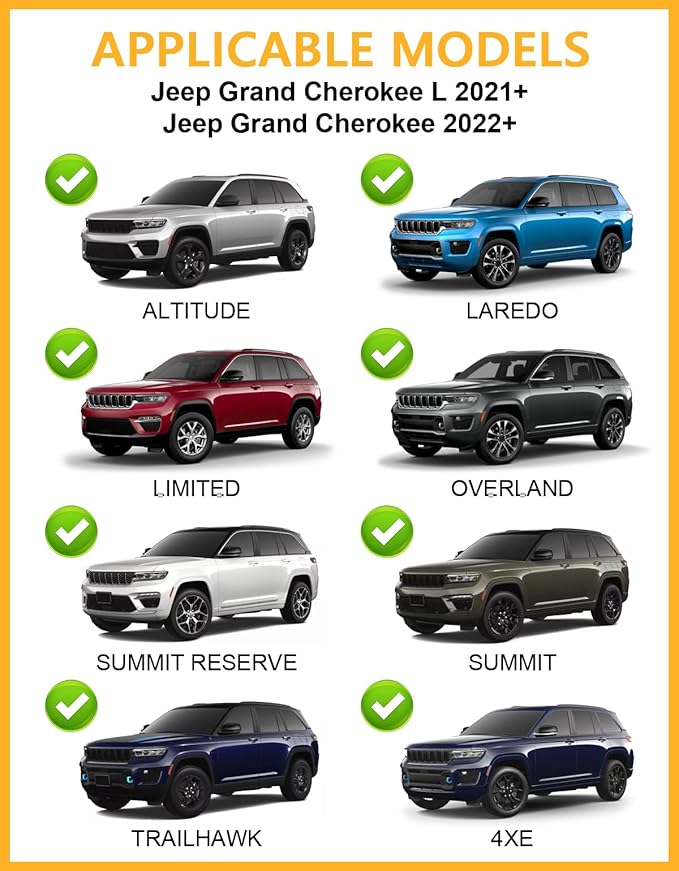 Tuyoung All Aluminum Roof Rack Cross Bars Compatible with Jeep Grand Cherokee L 2021-2026 and 2022 2023 2024 2026 Grand Cherokee WL, Lockable 260lb Heavy Duty Crossbar Racks Roof Rail Rooftop Luggage