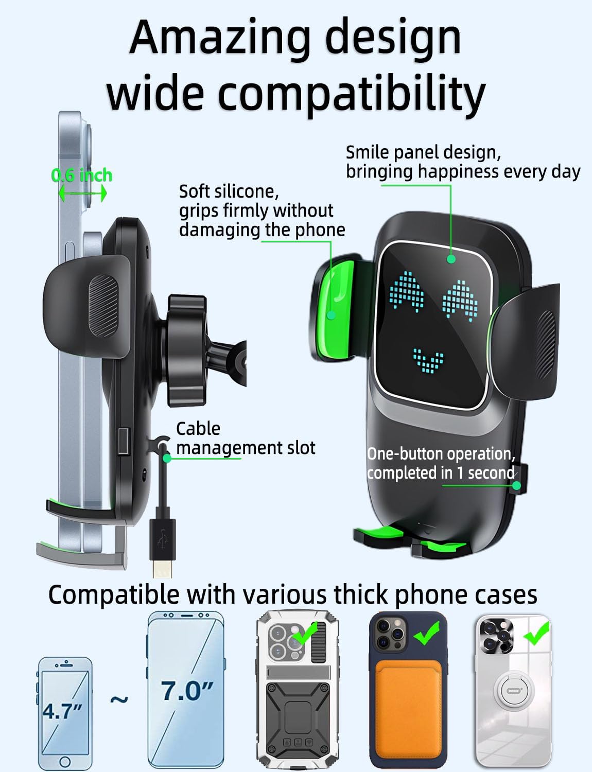 Phone Mount for Truck, Phone Holder for Truck, car Phone Holder,【Tri-Fold 10-inch Long arm】 for Pickup and Heavy Duty Truck and Large SUV Windshield/Dashboard, for iPhone Samsung LG&All Phones