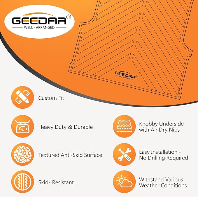 GEEDAR Heavy Duty Rubber Bed Mat for Toyota Tundra 5.5 ft Bed Liner, 2022 2023 2024 2025 Tundra Bed Mat, All Weather 5.5 ft Bed Mat for Toyouta Tundra Accessories, Black