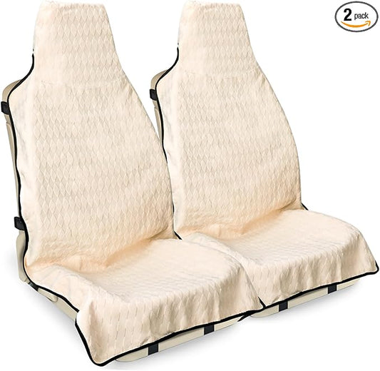 Waterproof Seat Cover Towel, 2PCS Premium Sweat Carseat Protector, Perfect for Universal Anti-Slip Car Truck SUV Seat, Great for Surfing Yoga Gym Workout, Beige (Jacquard)