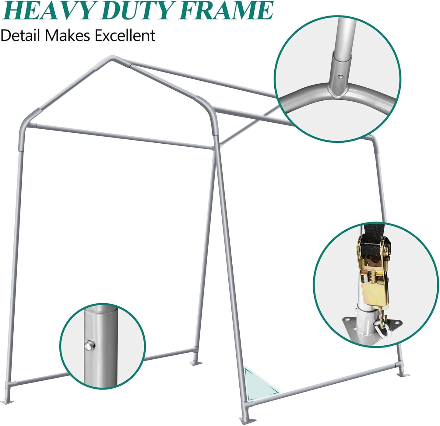 6' x 7' Outdoor Storage Shelter Shed- Heavy Duty Storage Tent with Roll-up Ventilated Windows, Portable Garage Storage shed for Bike, ATV, Motorcycle Shelter, Gray