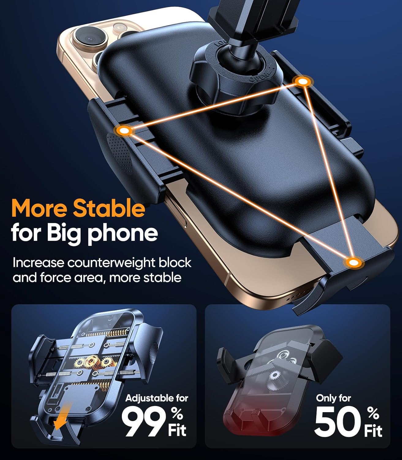 VICSEED Blue Phone Holders for Your Car [Upgraded True Military-Grade Strongest Suction] Cell Phone Mount for Car Dashboard Windshield Vent Truck Boat Stand Adjustable for iPhone Android Smartphones