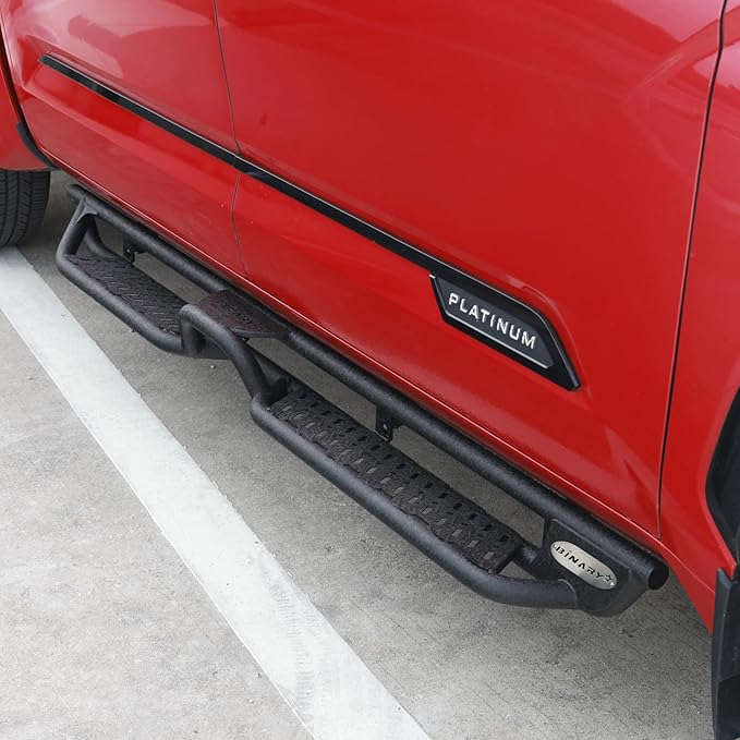 BINARY STAR Running Boards Compatible with 2019-2026 Chevrolet Silverado/GMC Sierra 1500 Crew Cab, 20-26 Silverado/Sierra 2500HD 3500HD Crew Cab, Two-Stair Side Steps Nerf Bars.