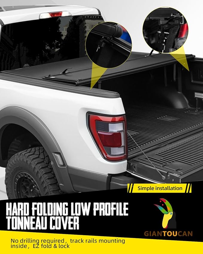 Hard Tri Fold Low-pro Tonneau Cover compitable with 2002-2025 Ram 1500(Classic Only)&2003-2025 Ram 2500 3500 6.4ft(76.3") Bed w/o RamBox
