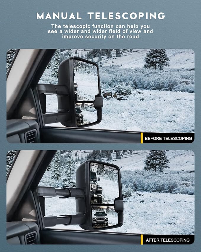 OCPTY Tow Mirrors Power Heated Left Driver Right Passenger Side Towing Mirrors Fit For 2014-2018 For Chevy For Gmc 1500 2015-2019 For Chevy For Gmc 2500 Hd 3500 Hd With Turn Signal Black Housing