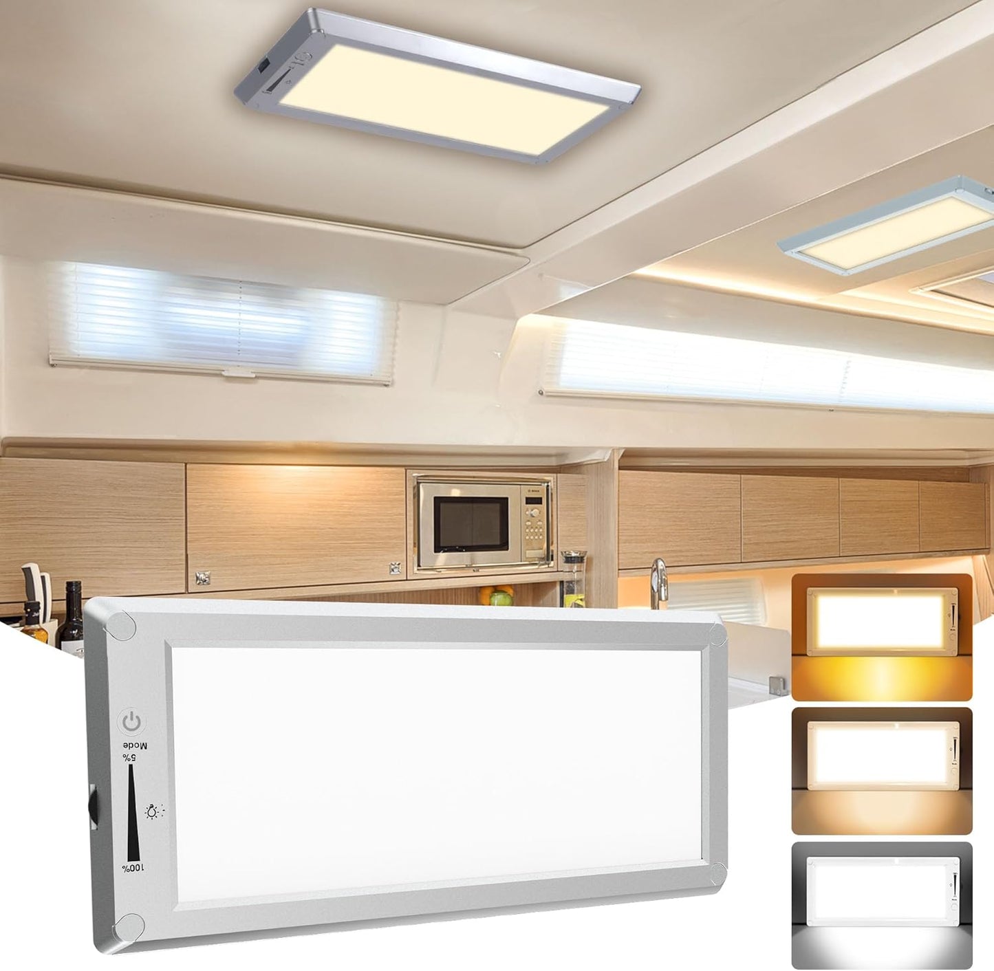 RV Lights Interior,3 Color RV LED Super Bright Fixture,12V RV Ceiling Dome Light with ON/Off Dimmable Switch Energy Saving Gift Package for RV/Camper/Car/Trailer/Boat