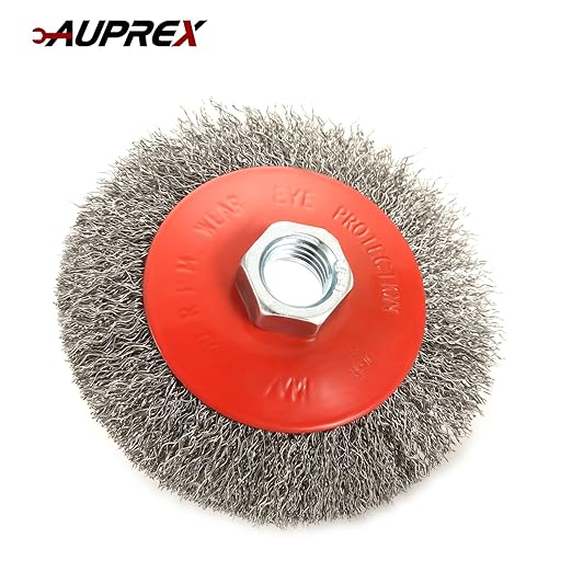 5 Pack 4 Inch Coarse Crimped Wire Wheel Brush for Angle Grinder with 5/8 Inch-11 Threaded Arbor - 0.014 Inch Carbon Steel Wire -Light Duty Conditioning for Metals