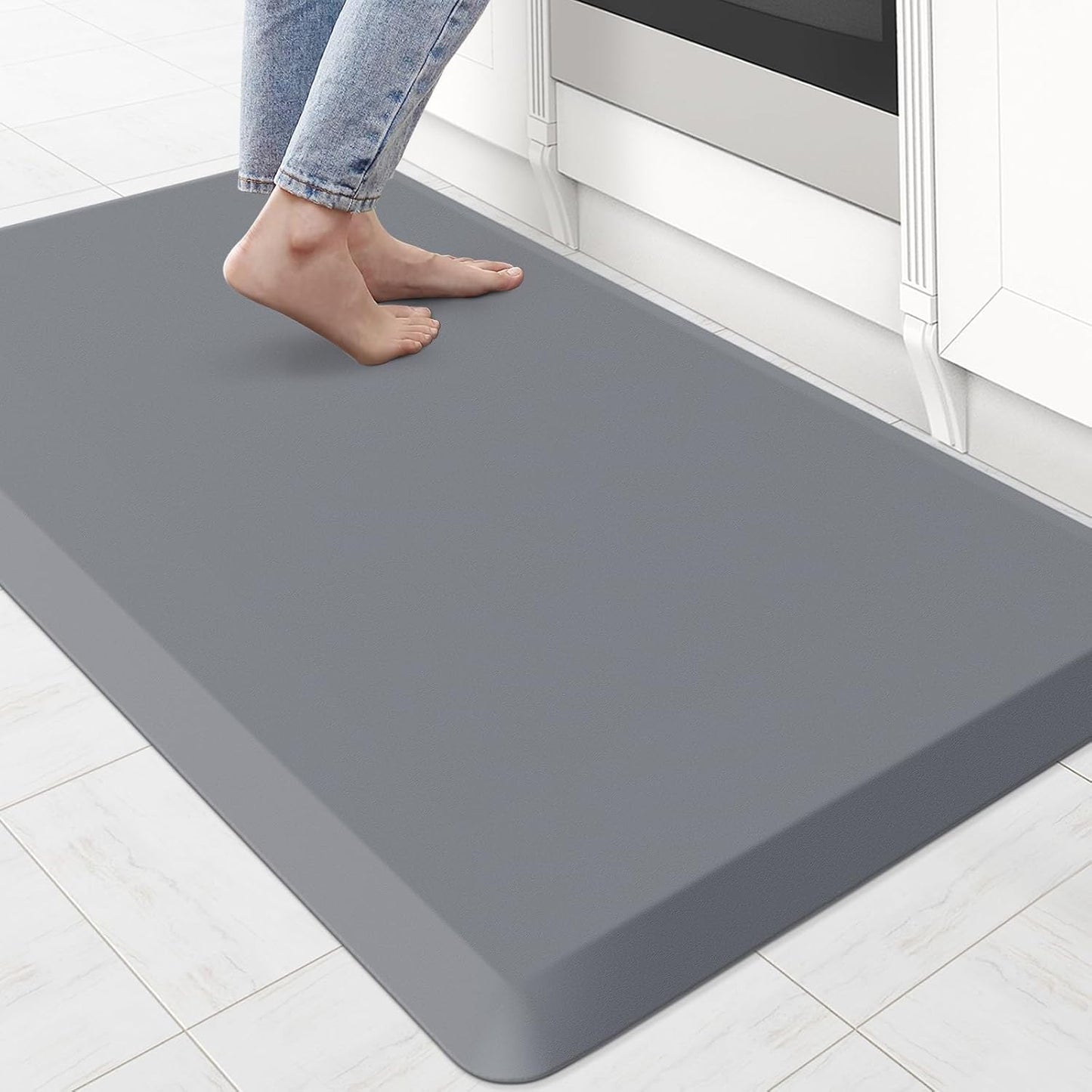 KitchenClouds Kitchen Mat Cushioned Anti Fatigue Rug 22"x36" Waterproof, Non Slip, Standing and Comfort Desk/Floor Mats for House Sink Office (Grey,0.8inch)