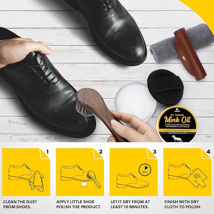 MEKER Mink Oil for Leather Boots, Leather Conditioner and Cleaner 3.52 oz-All-Natural Waterproof Soften and Restore Shoes