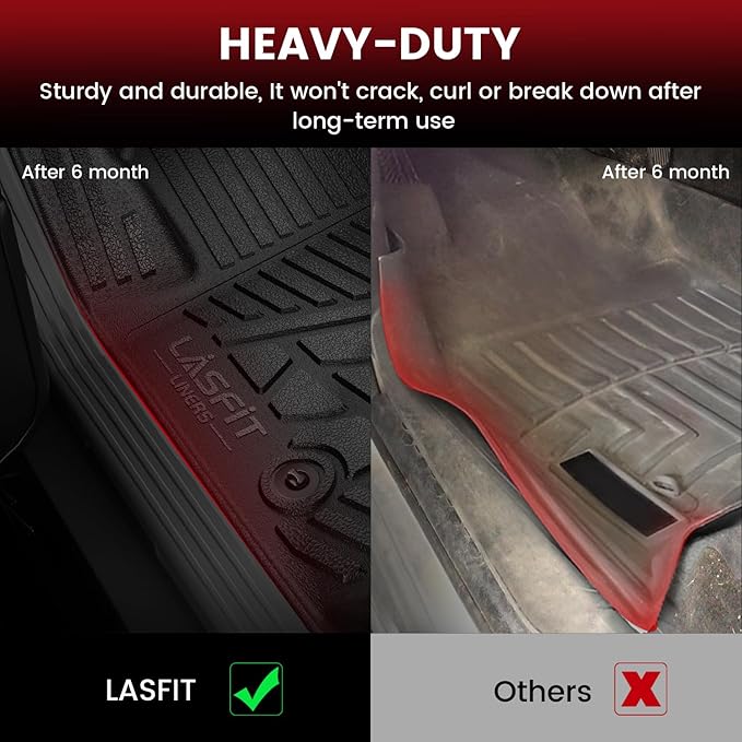 LASFIT Floor Mats for Chevrolet Chevy Colorado/GMC Canyon 2015-2022 (Only Crew Cab), All Weather TPE Custom Fit Automotive Floor Mats for Cars, 1st and 2nd Row Car Floor Mats Full Set, 3 PCS, Black