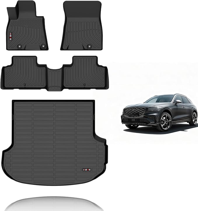 KELCSEECS Floor Mats & Cargo Liner for 2026 2025 2024 2023 2022 2021 Genesis GV80(Only fit 5 Seats,Not for Coupe) Car Mats Genesis GV80 Floor Mats Trunk Mat Accessories Black
