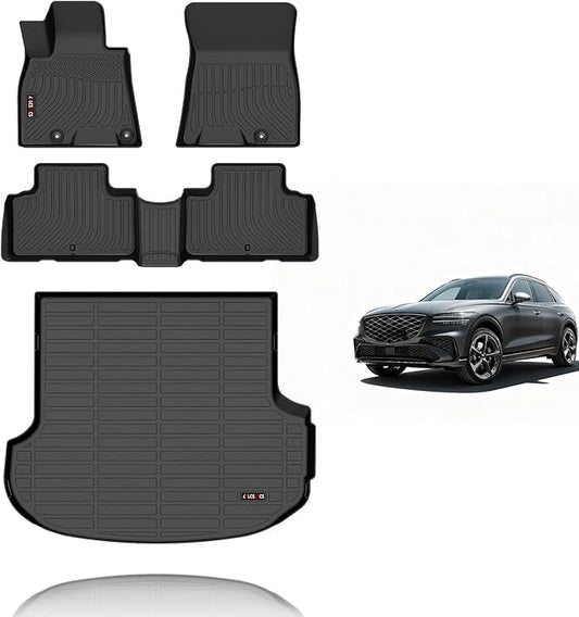 KELCSEECS Floor Mats & Cargo Liner for 2026 2025 2024 2023 2022 2021 Genesis GV80(Only fit 5 Seats,Not for Coupe) Car Mats Genesis GV80 Floor Mats Trunk Mat Accessories Black