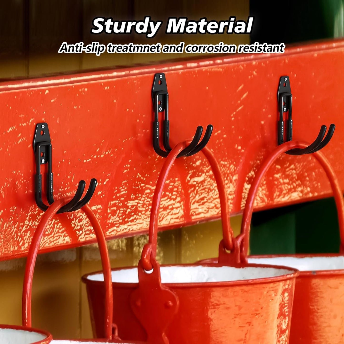 4 Pack 5.5x4.1 inch J Heavy Duty Garage Hooks,Solid Steel Wall Mount Hangers,with Anti-Slip Coating,for Hanging and Organising Ladder,Bike,Ropes,Broom,Garden,Yard and Power Tools