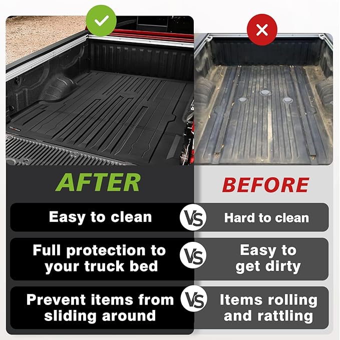 TripleAliners Truck Bed Mat Compatible with 2004-2024 Nissan Titan Accessories 5.5FT(Won't Fit Equipped Truck Bed Storage)Perfectly Flush All Weather Protection TPE Heavy Duty Pickup Car Bed Cargo Mat