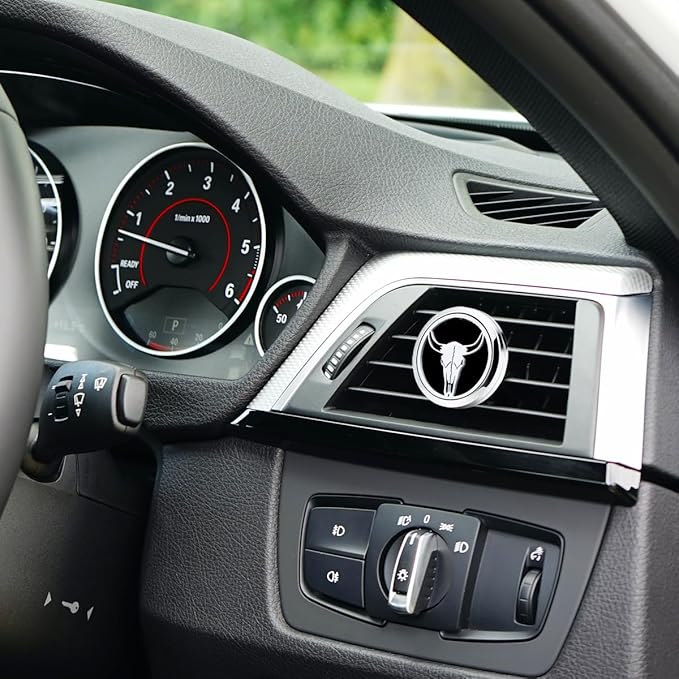 Car Essential Oil Diffuser Vent Clip Car Aromatherapy Christmas Car Accessories with 10 Refill Pads(Bull Skull)