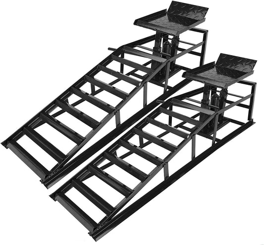 BLVD-LPF OBEY YOUR LUXURY 2 Pack Hydraulic Car Ramps 10000lbs 5T 11000lbs Low Profile Car Lift Service Ramps Truck Trailer Garage, Height Hydraulic Vehicle Ramps (Black)