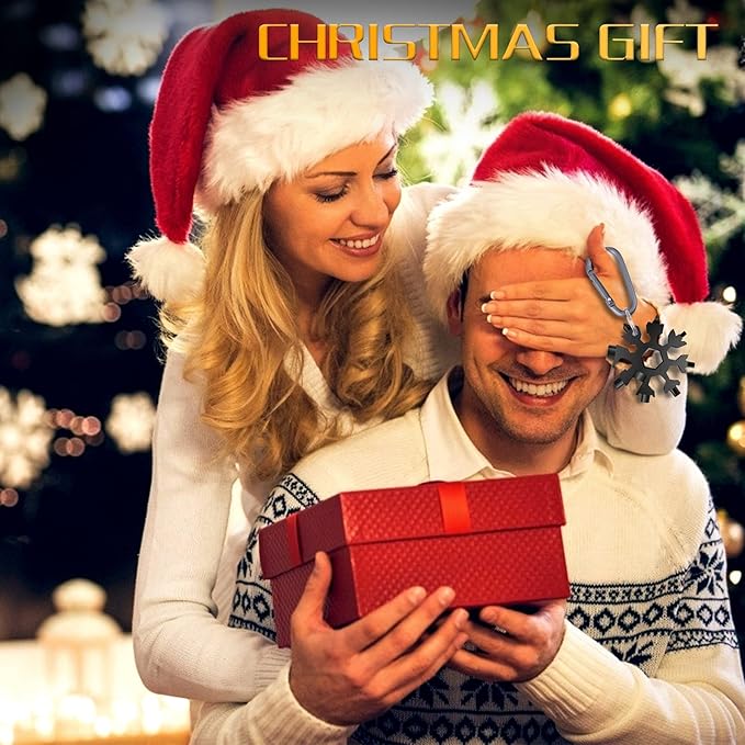 FZENeast Snowflake Multitool, 3 Pcs 18-in-1 Stainless Steel Snowflake Standard Multi-Tool, Snowflake Wrench with Key Ring, Carabiner Clip and Storage Bag (Black)