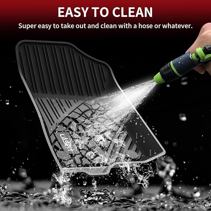 LASFIT Floor Mats for Jeep Wrangler JL 2018-2025 Unlimited 4 Door Gas/MHEV Type (Not Fit for JK or PHEV) All Weather TPE Custom Fit Car Mats Floor Liners 1st & 2nd Row, Black