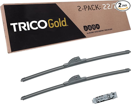 TRICO Gold 22" + 22" Premium Automotive Replacement Windshield Wiper Blades (Set of 2), Passenger and Driver Side All-Weather Beam Wiper Blades for Select Vehicle Models