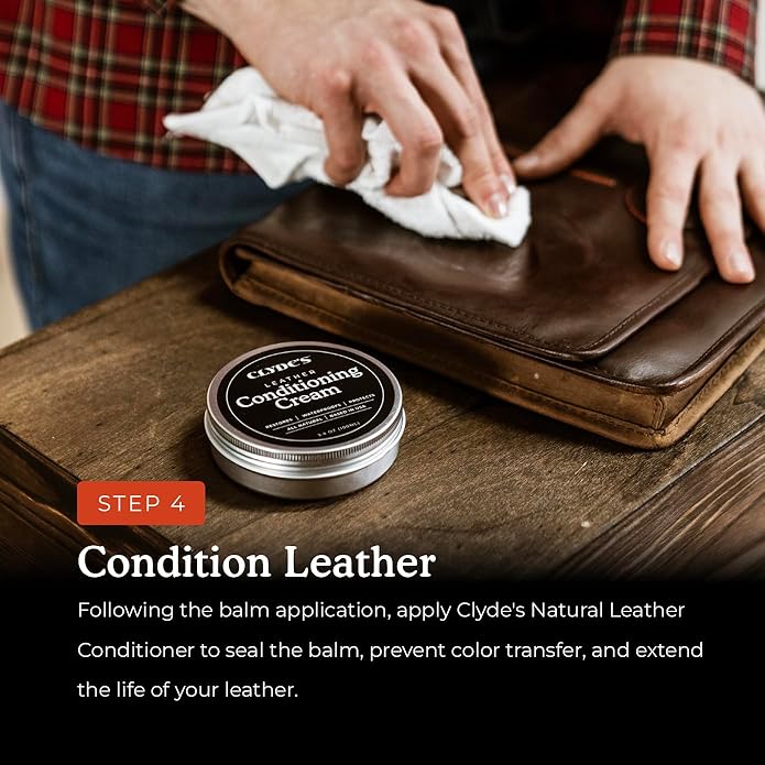 Clyde's™ 4-Step Leather Recoloring Kit | Includes Brush and Lint-Free Towels | Cleans, Restores, and Protects Your Leather
