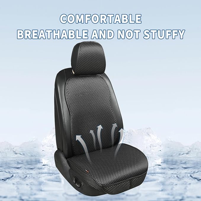 Auto Newer Car Seat Cover,Breathable Front Car Seat Cushion,Comfortable Car Seat Protector,Anti-Slip and Full Wrap Driver Car Seat Protector with Storage Pocket,Universal All Seasons(Black,2PCS)