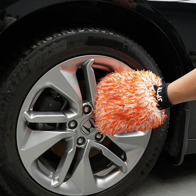 SPTA Car Wash Kit, Clean & Car Wash Kit (9 Items, Including 2-16oz. Car Wash Shampoo, 1Pc Microfiber Mitts,1Pc Red Car Wash Sponge, 2Pcs 16"x16" Microfiber Detail Towels and 3Pcs Car Detail Brush