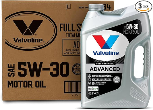 Valvoline Advanced Full Synthetic SAE 5W-30 Motor Oil 5 QT, Case of 3