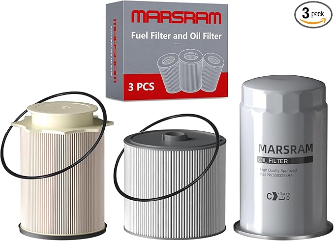 Marsram 6.7 Cummins Fuel Filter and Oil Filter Kit Fits for 2019-2023 Ram 2500 3500 4500 5500, 6.7 Cummins Oil Filter for 2019 2020 2021 2022 2023 Dodge Ram Replaces 68157291AA 68436631AA 5083285AA