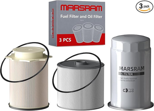 Marsram 6.7 Cummins Fuel Filter and Oil Filter Kit Fits for 2019-2023 Ram 2500 3500 4500 5500, 6.7 Cummins Oil Filter for 2019 2020 2021 2022 2023 Dodge Ram Replaces 68157291AA 68436631AA 5083285AA