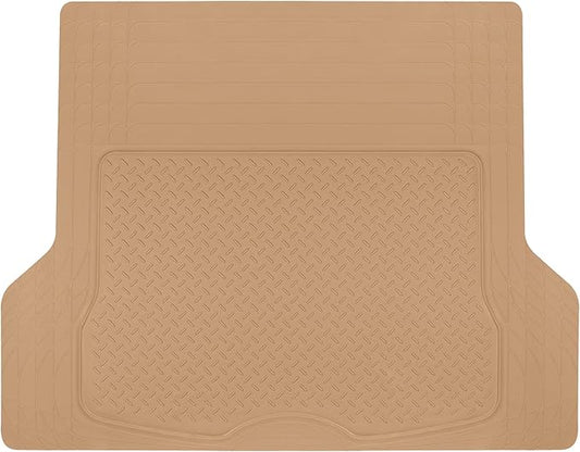 BDK Heavy Duty Rubber Cargo Mat Liner - All-Weather Trunk Protection, Trim-to-Fit Design for Cars, SUVs, Vans & Trucks - Non-Slip, Waterproof, Durable Cargo Floor Liner - 46" x 56.75" x 0.25" - Beige